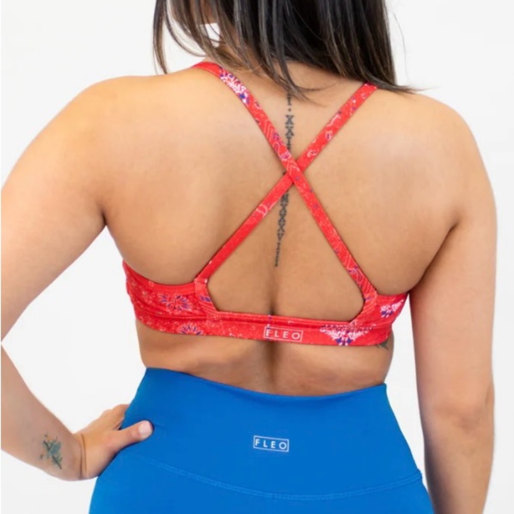 Fleo Red Floral Sports Bra